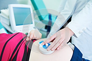 Pregnancy care. cardiotocography fetal heartbeat examination