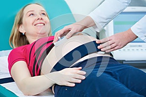 Pregnancy care. cardiotocography fetal heartbeat examination