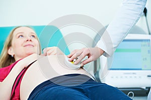 Pregnancy care. cardiotocography fetal heartbeat examination