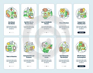 Pregnancy care onboarding mobile app page screen set
