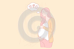 Pregnancy, childbearing, female body condition, expecting baby concept