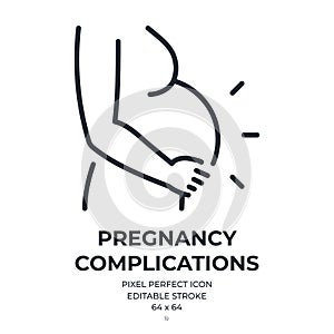 Pregnancy complications concept editable stroke outline icon isolated on white background flat vector illustration. Pixel perfect