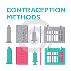 Pregnancy icons set, contraception