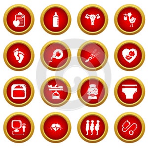 Pregnancy icons set, simple style