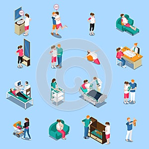 Pregnancy Isometric Icons