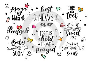 Pregnancy Mama mother pregnant quote lettering set