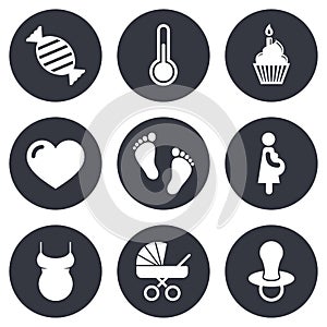 Pregnancy, maternity and baby care icons