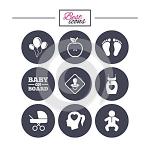 Pregnancy, maternity and baby care icons.