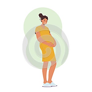 Pregnancy And Maternity Concept With Joyous Pregnant Woman Wearing Loose And Comfortable Garment