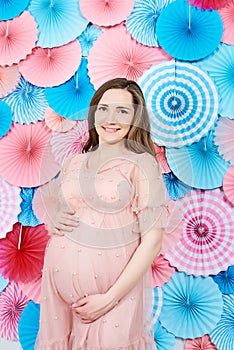 Pregnancy, motherhood, baby shower party concept photo