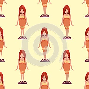 Pregnancy motherhood pregnant woman seamless pattern character life with big belly vector illustration