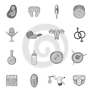 Pregnancy and newborn baby icons set