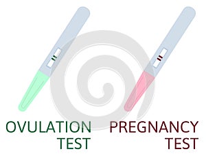 Pregnancy And ovulation test flat icons. Ovulation medical tests result vector illustration