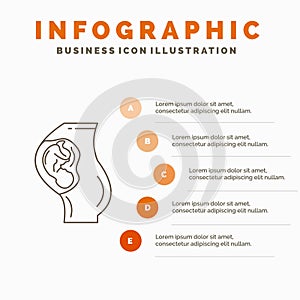 pregnancy, pregnant, baby, obstetrics, Mother Infographics Template for Website and Presentation. Line Gray icon with Orange