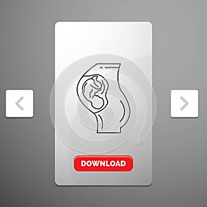 pregnancy, pregnant, baby, obstetrics, Mother Line Icon in Carousal Pagination Slider Design & Red Download Button