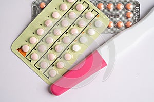 Pregnancy test and birth control pills, contraception health and medicine