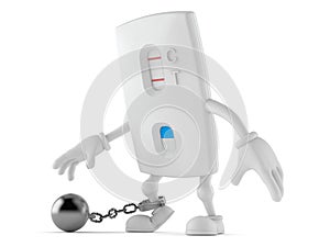 Pregnancy test character with prison ball