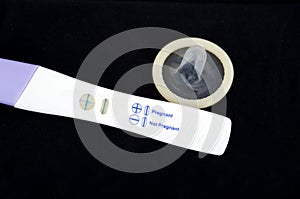 Pregnancy test and condom