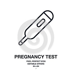 Pregnancy test editable stroke outline icon isolated on white background vector illustration. Pixel perfect. 64 x 64