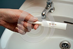 Pregnancy Test by Sink: Positive