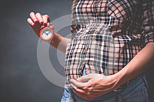 Pregnancy time concept, motherhood, people and expectation idea