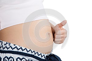 Pregnant Belly with fingers symbol