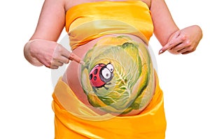 Pregnant belly with a pattern