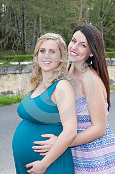 pregnant blonde woman lesbian girl with girlfriends brunette