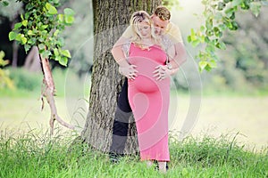 Pregnant couple natural maternity