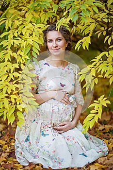 Pregnant female in autumn