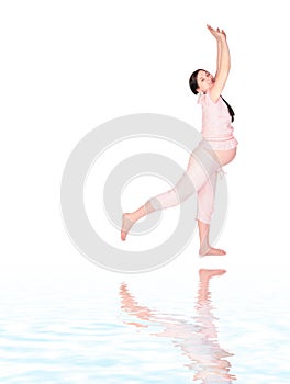 Pregnant girl doing exercise sideview