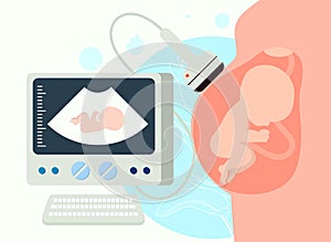 pregnant girl with Ultrasonography abdominal examination