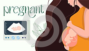 pregnant girl with Ultrasonography abdominal examination (USG