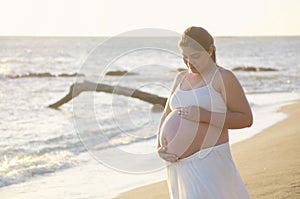 Pregnant hispanic woman portrait