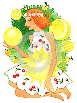 Pregnant-horoscope, Pregnant woman as summer symbol