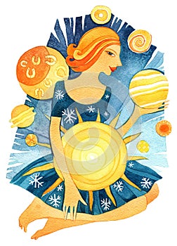 Pregnant-horoscope, Pregnant woman as winter symbol