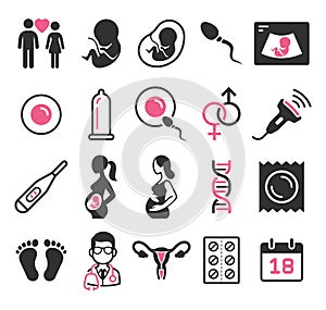 Pregnant icons set. Vector illustration.