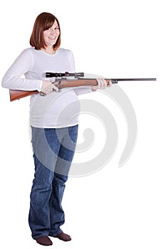 Pregnant Lady with Riffle