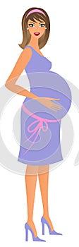 Pregnant in lila dress