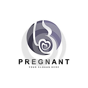 Pregnant Logo, Pregnant Mother Care Design, Vector Beauty Pregnant Mom and Baby, Icon Template Illustration