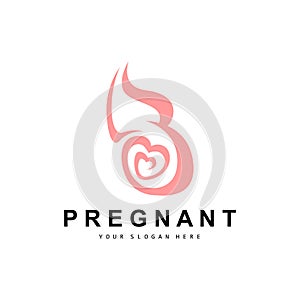 Pregnant Logo, Pregnant Mother Care Design, Vector Beauty Pregnant Mom and Baby, Icon Template Illustration