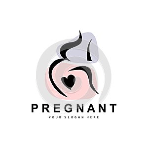 Pregnant Logo, Pregnant Mother Care Design, Vector Beauty Pregnant Mom and Baby, Icon Template Illustration