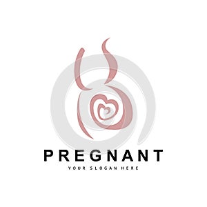 Pregnant Logo, Pregnant Mother Care Design, Vector Beauty Pregnant Mom and Baby, Icon Template Illustration