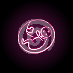 Pregnant love baby neon icon. Simple thin line, outline vector of maternity icons for ui and ux, website or mobile application