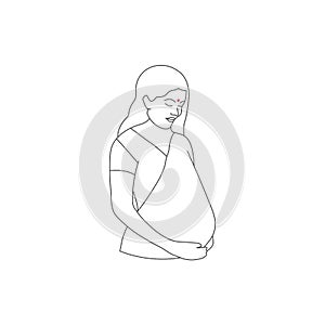 Pregnant Married Indian woman icon. Vector