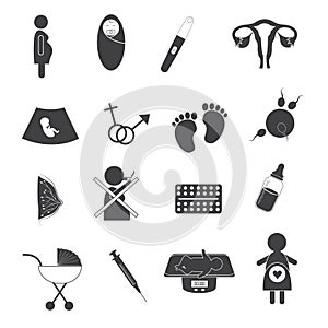 Pregnant and Maternity Icons Set