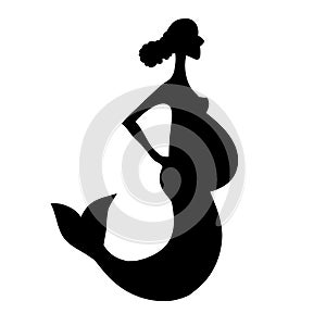 Pregnant mermaid silhouette. Mermaid icon logo template mascot photo
