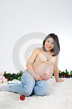 Pregnant Model on Carpet