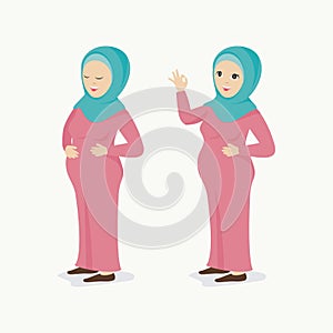 Pregnant moslem woman, with lovely character in two poses photo