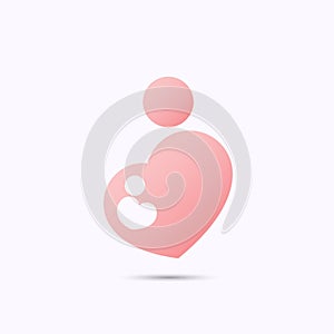 Pregnant mother and baby heart shaped symbol